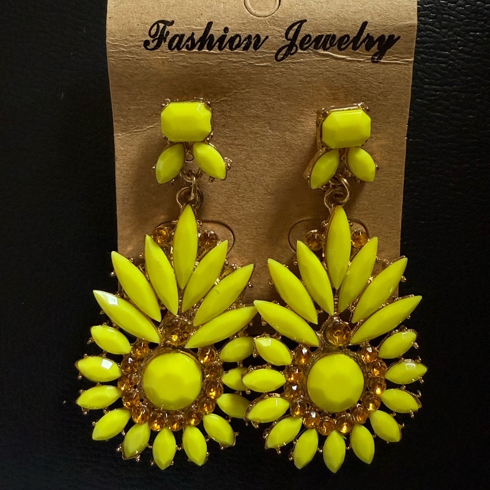 Chunky Yellow And Gold Earrings